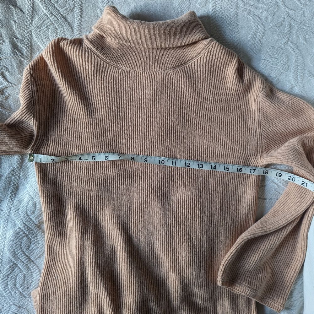 Nanushka Canaan Merino Cashmere Apricot Rib Knit Turtleneck Sweater Dress - Picture 13 of 16